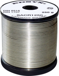 Solder, lead-free, SAC (Sn96.5Ag3Cu0.5), Ø 1.5 mm, 250 g, SACR15250