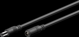 76671 Adapter cable, 5000 mm, 2.1 mm, DC plug to DC socket, black