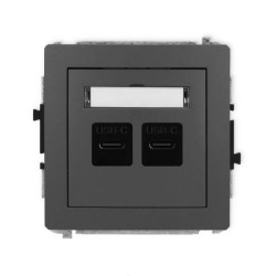 DECO Mechanizm ładowarki USB podwójnej 2xUSB C, 20W max., grafitowy mat 28DCUSB-7