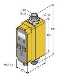 Turck 6870137 Czujnik liniowy FTCI-G1/2D15A4P-2UP8X-H1141/D228, 21.6 - 26.4 V/DC, 1 szt.