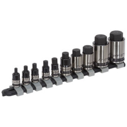 Sealey AK6229B Hex Socket Bit Set 10pc Stubby 1/4&quot;, 3/8&quot;, 1/2&quot;SqDrive Blk Series