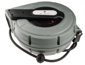 9m Przedłużacz bębnowy 9m 2,5 mm² 0 gniazda z automatycznym zwijaniem 230 V AC IP20 Czarny Szpula kablowa