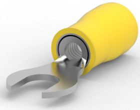 Insulated ring cable lug, 0.1-0.41 mm², AWG 26 to 22, M3.5, yellow, 323011