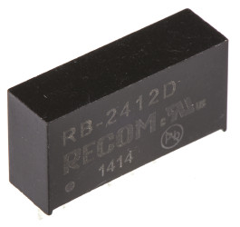 Przetwornica DC-DC, 1W, Uwe 21,6 → 26,4 V DC, Uwy ±12V dc, Iwy ±42mA, Recom Tak