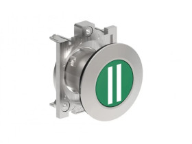 Metalowy przycisk płaski fi30mm kryty samoczynny powrót z symbolem II Zielony LPFB1123