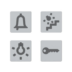 Piktogramy, zestaw soczewek do podświetlania urządzeń sterujących, z różnymi symbolami, np. światła, Dahlia GW35986