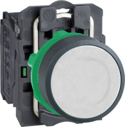 Pushbutton, unlit, groping, 1 Form A (N/O), waistband round, white, front ring black, mounting Ø 22 mm, XB5AA11