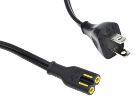 Przewód zasilania złącze A: IEC C7, złącze B: Wtyk amerykański typu A 1.8m 7 A 300 V 2 x 0,824 mm² Czarny