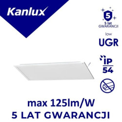 Panel LED podtynkowy BLINGO UIP 125LM 30NW 3000lm 4000K IP54/20 60x30 IIIkl. stal UGR19 bez zasilacza 5 lat Gwar. biały 39238