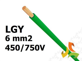 Przewód LGY 6,0 mm2 zielony (450/750V) jednożyłowy linka H07V-K (krążki 100m) 5907702814087 ELEKTROKABEL