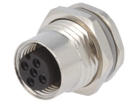 Złącze okrągłe M12 żeńskie proste do lutowania 3-PIN 250V T4131012031-000