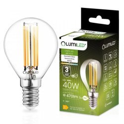 Żarówka LED E14 P40 4W = 40W 470lm 4000K Neutralna 360 Filament LUMILED