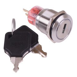 2 Position Latching 19mm Stainless Steel Key Switch IP40 NO/NC