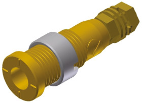 Gniazdo bananowe Żeński Połączenie lutowane typ Gniazdo bananowe Żółty 10A Hirschmann Test & Measurement rozmiar 2mm