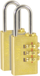 Combination lock, double pack, level 2, shackle (H) 21 mm, brass, (B) 20 mm, K11020D2
