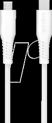 CU0244 Sync and charging cable, USB-C > Micro B, 2.0 m, white