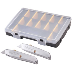 Stanley STHT10899-9 99E Trimming Knife Twin Pack with 50 Blades in Organiser