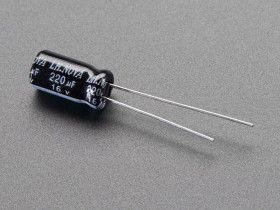 Adafruit 220uF 16V Electrolytic Capacitors - Pack of 10