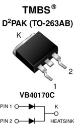 VB40170C Dual High Voltage Trench MOS Barrier Schottky Rectifier Ultra Low VF = 0.52 V at IF = 5 A