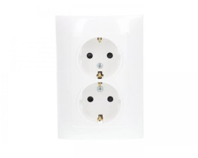 Simon 10 Gniazdo podwójne SCHUKO z przesłonami białe 16A 250V IP20 CGSZ2Z/11