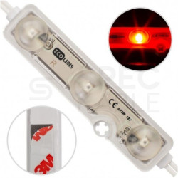 Moduł oświetleniowy 3x LED SMD 0,72W 12V 83lm/W czerwony z taśmą samoprzylepną IP68