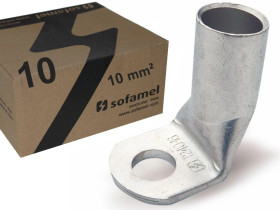 Końcówka oczkowa kątowa 90 stopni 10/8 , kocówka kablowa Cu T90-10mm2, FI:8mm / Końcówka oczkowa rurkowa 10/8 / - 1 sztuka