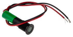 Lampka kontrolna do montażu panelowego 24V dc, zielona 8mm LED Wyprowadzenia RS PRO