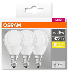 4058075090507 LED lamp BASE E14, 5 W, 470 lm, 2700 K, pack of 3
