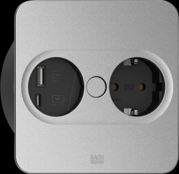946.013 TWIST 2 1xCEE7/3 1xUSB A/C 22W 0.2m GST18 silver square