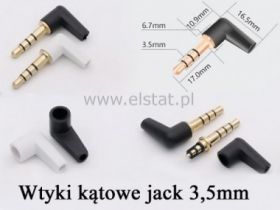 Wtyk Jack 3,5 stereo; czarny; 4-polowy 17mm kątowy