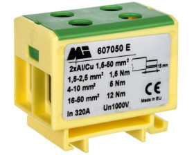 Złączka szynowa 2-torowa 1,5-50mm2 żółto-zielona EURO multiOTL 50 2xAl/Cu 607050 E