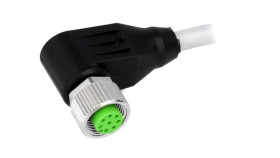 Złącze Okrągłe M12 Żeńskie Kątowe Z Wolnym Końcem Przewodów 8Pin...