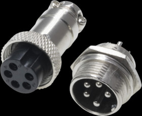 Jack/panel socket, 5 pole, solder connection, straight, GX1605PP