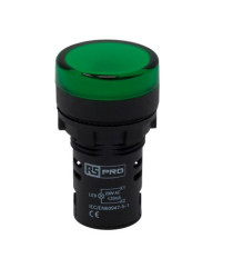 Kontrolka 230V ac Zielony RS PRO średnica wycięcia 22mm Montaż panelowy