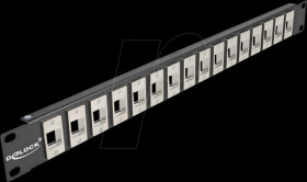 66758 19" keystone patch panel, 16 port, 1 U, black