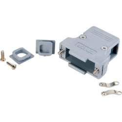 D-Sub connector housing, size: 3 (B), straight 180°, angled 90°, cable Ø 10 mm, PC, gray, 165X11889X