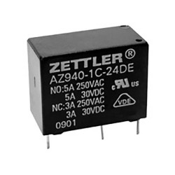 Zettler Electronics AZ940-1AB-24DS Relay 24V DC 10A PCB Ideal for High Power Use