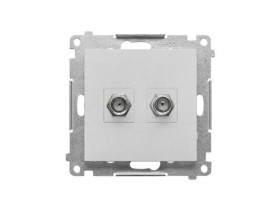 SIMON 55 Gniazdo antenowe typu „F” podwójny aluminium mat TASF2.01/143 KONTAKT SIMON