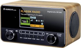 Radio Albrecht DR 865 DAB+, fale metrowe (VHF) bez blokad, z pilotem, blokada klawiszy, funkcja budzika drewno (ciemny)