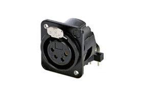 Panel socket, 4 pole, gold-plated, zinc die casting, NC4FDM3-H-B-1