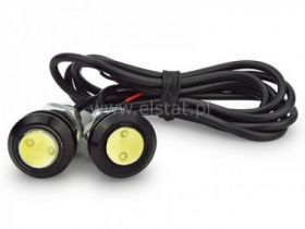 Żarówka LED 12V 0.9W 18mm biała z soczewką, czarna