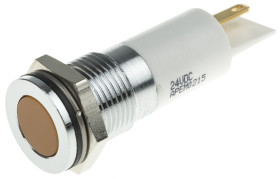 Lampka kontrolna do montażu panelowego 21.6 → 26.4V dc Pomarańczowy 14mm LED Chrom RS PRO