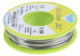 Lut bez ołowiu średnica 1mm Felder Lottechnik 0% Pb temp. topnienia 227°C 100g 0.7% Cu 99.3% Zn