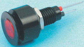 Lampka kontrolna do montażu panelowego 24V dc, czerwona 6.1mm LED Czarny Marl