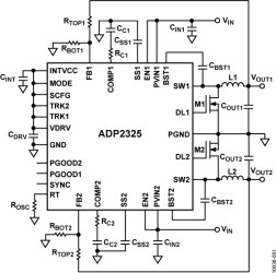 Dual 5 A, 20 V Synchronous Step-Down Regulator with Integrated High-Side MOSFET