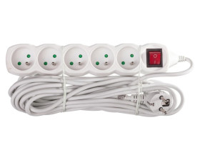 Przedłużacz z wyłącznikiem 5-gniazd z/u 7m /H05VV-F 3G1/ biały P1517