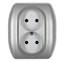 TREND Gniazdo podwójne b/u srebrny metalik 7GP-2p