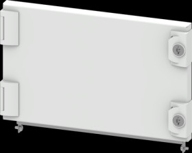 Compartment door, rectangular, sheet steel, (W x H x D) 400 x 250 x 25 mm, light gray, for built-in installation devices, 8PQ202