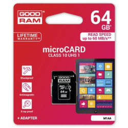 karta pamięci GOODRAM microSDXC 64GB class 10 UHS-I + adapter SD - rozpakowana