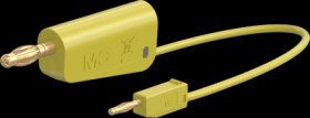 Measuring lead with (2 mm lamella plug, straight) to (4 mm lamella plug, straight), 0.07 m, yellow, PVC, 0.5 mm², 64.1060-00724